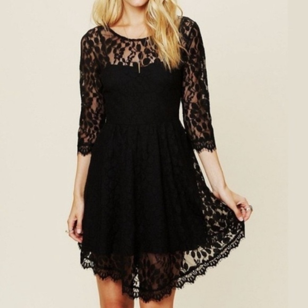 Free People Black Lace Dress Size 2